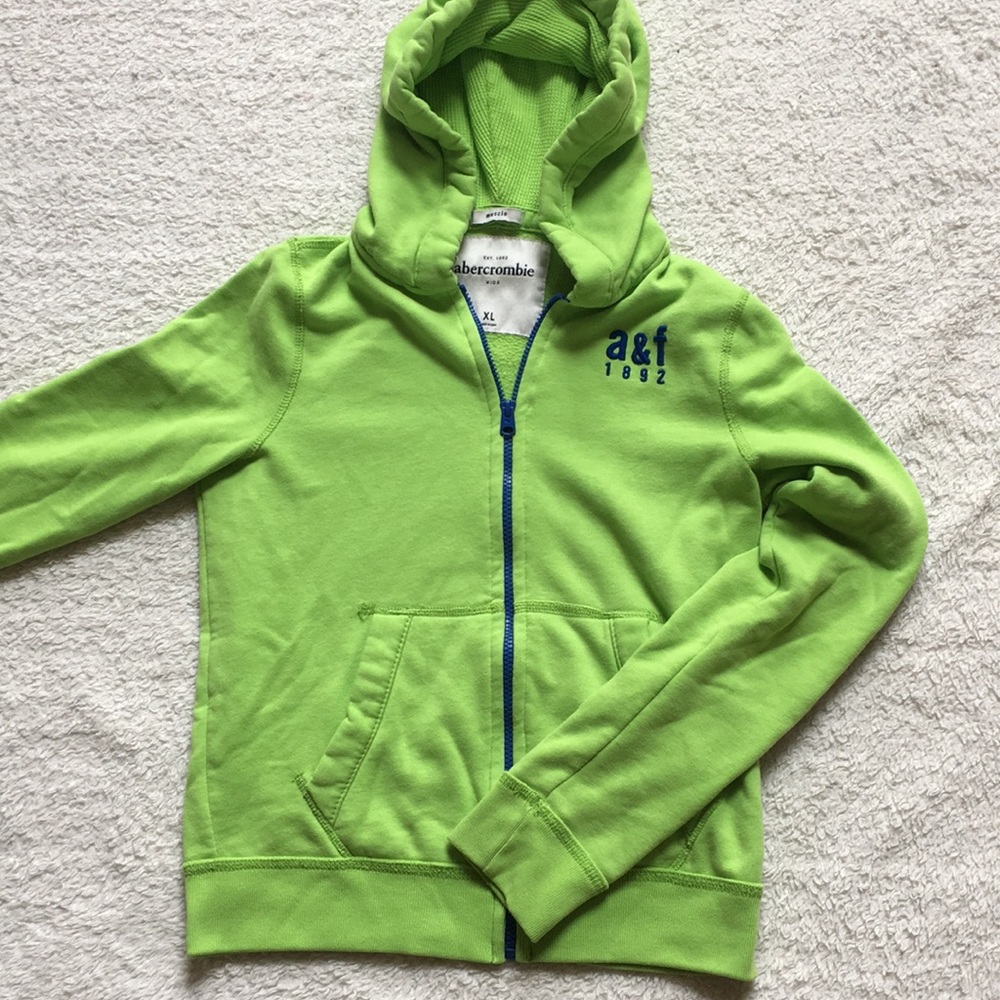 Abercrombie kids bright light green hoodie